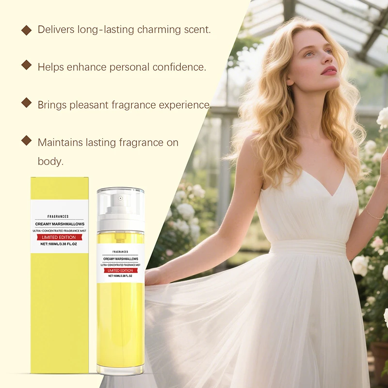 Creamy Marshmallow Perfume Mist,Sweet Warm Gourmet Scent,Ultra-Concentrated Raspberry,Caramel/Vanilla Women Fragrance Spray