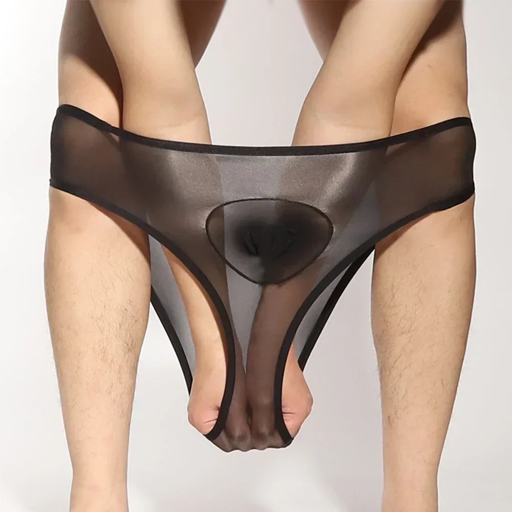 New Men\'s Sexy Shiny Ultra-thin Unisex Seamless Sheer See Through Stretch Pantyhose Panties Shorts Underwear Smooth Mens Briefs