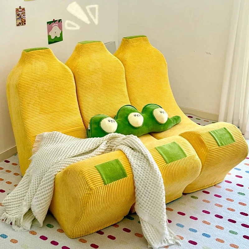 Banana lazy sofa vacuum compression sofa modern retro corduroy fabric living room small apartment