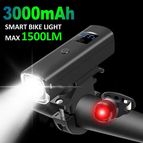 Imagen 1 del producto NEWBOLER-luz inteligente para bicicleta, resistente a la lluvia, LED USB, 3000mAh, luz delantera para bicicleta de montaña, linterna para ciclismo, accesorios de luz para bicicleta