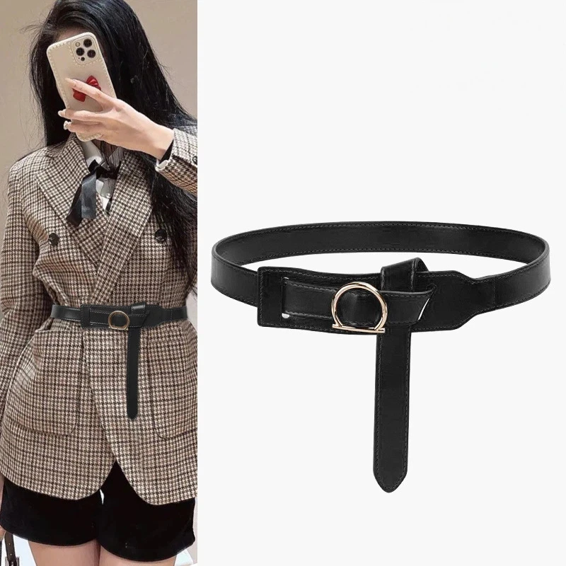 Women's Genuine Leather with No Holes Design High-end Feeling Waist Cinching Belts,slimming Suit Jacket Belt Trendy Woman Belt