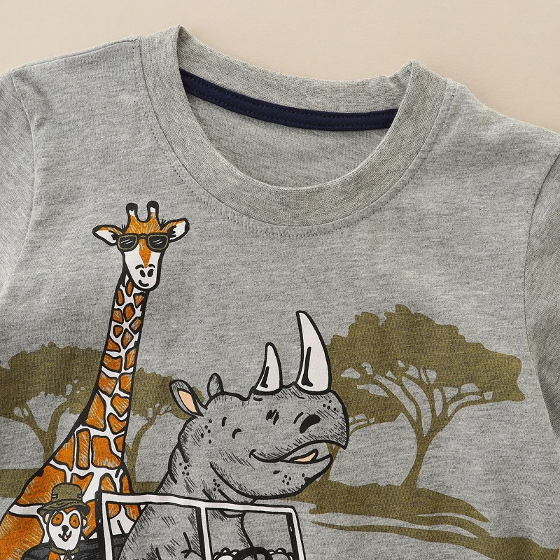 SAILEROAD 2023 New Summer T Shirt Cotton Short Sleeve Cartoon Animals T-shirts Kids Tee Tops Boys Children Clothes 2-7 Years