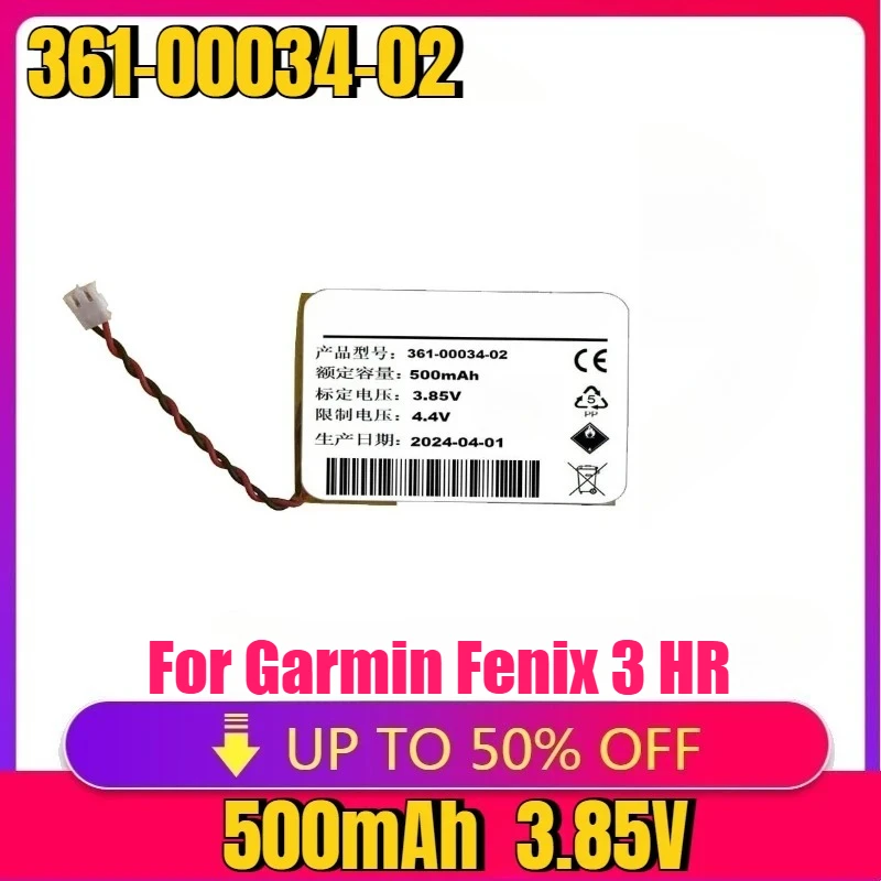 

New 361-00034-02 3.85V 500mAh High Quality Watch Battery for Garmin Fenix 3 Fenix3 F3 HR GPS Sports Watch 500mAh