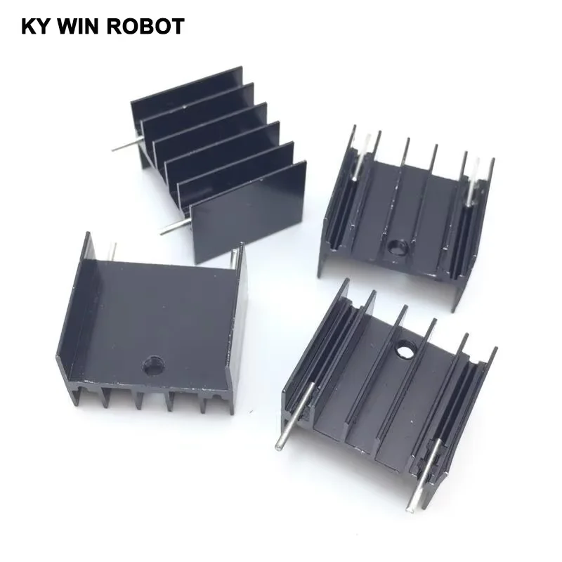 10 stks zwart Aluminium TO-220 23x16x20mm Heatsink NAAR 220 Koellichaam Transistor Radiator TO220 Koeler Koeling 23*16*20 MM Met 2 pins