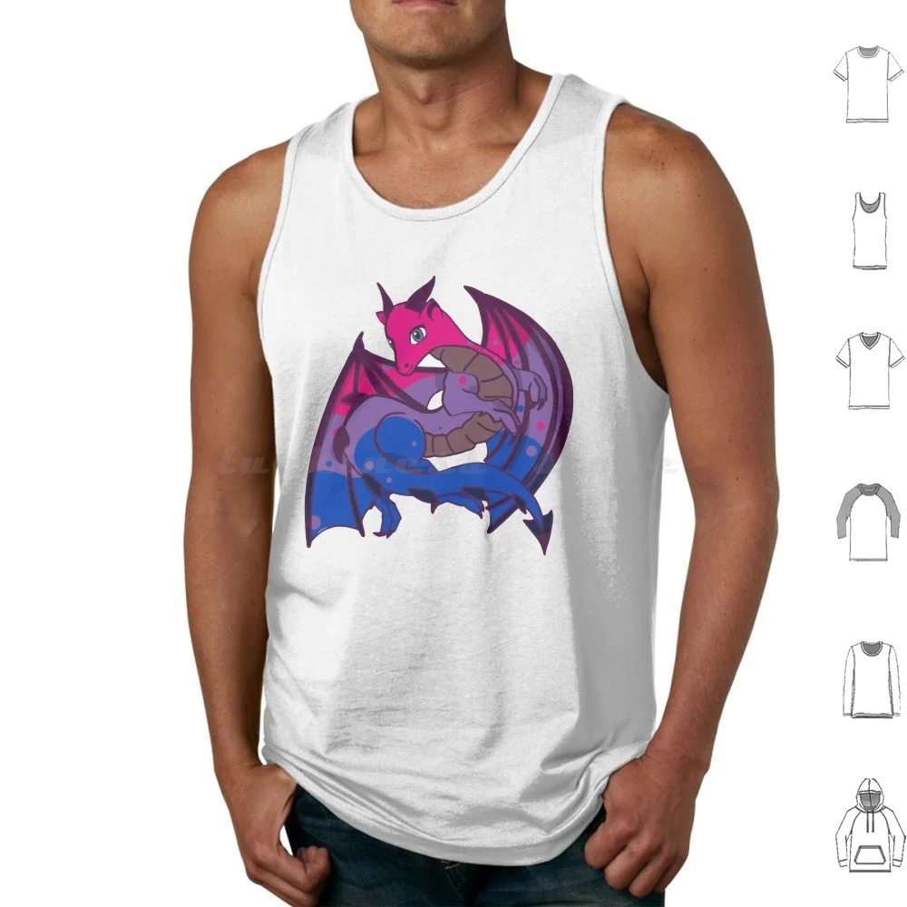 Bi Flag Dragon Tank Tops Vest Sleeveless Dragon Pride Bisexual Pansexual Trans Queer Bi Rainbow Asexual Flag Ace Heart Love