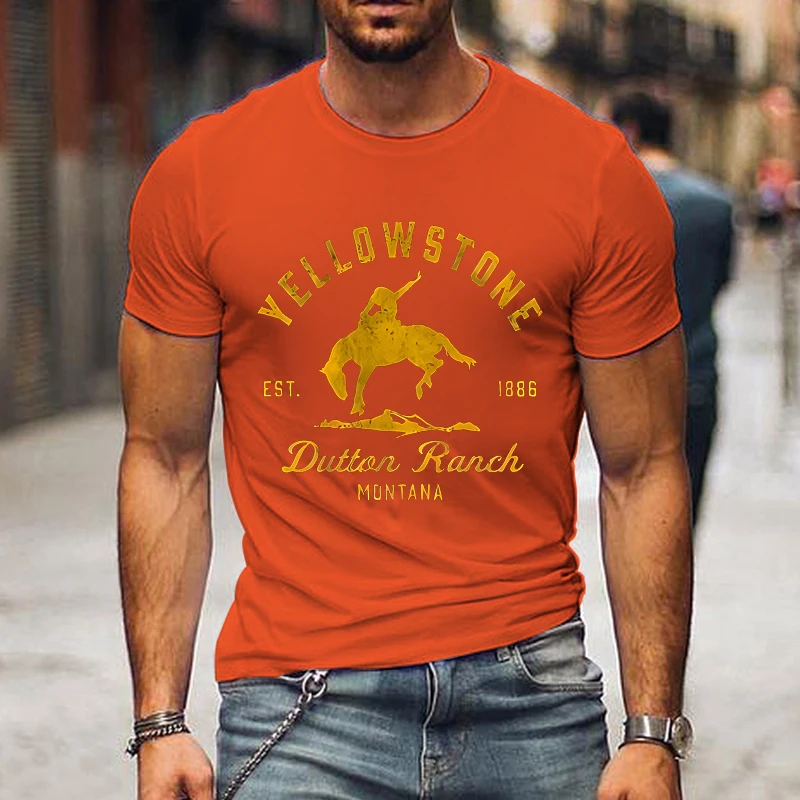 New Men's Women's New Fashion Yellowstone Dutton Ranch Printed T-shirt Classic Pattern Summer Cool Short-sleeved Shirt T-shirt