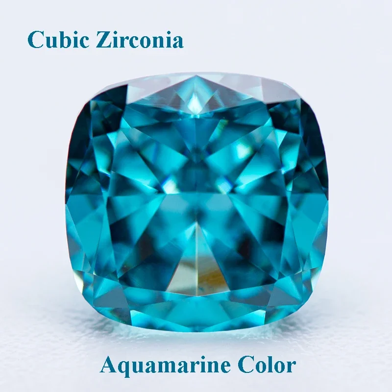 

Cubic Zirconia Crushed Ice Cut Aquamarine Color Square Cushion Shape Charms for Diy Jewelry Making Rings Material No Certificate