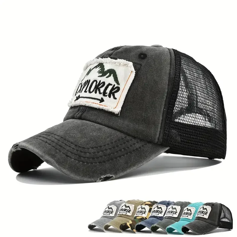 Gorra de béisbol con diseño de parche de letras para hombre y mujer, sombrero de camionero de malla, informal, Simple, ropa de calle, moda de