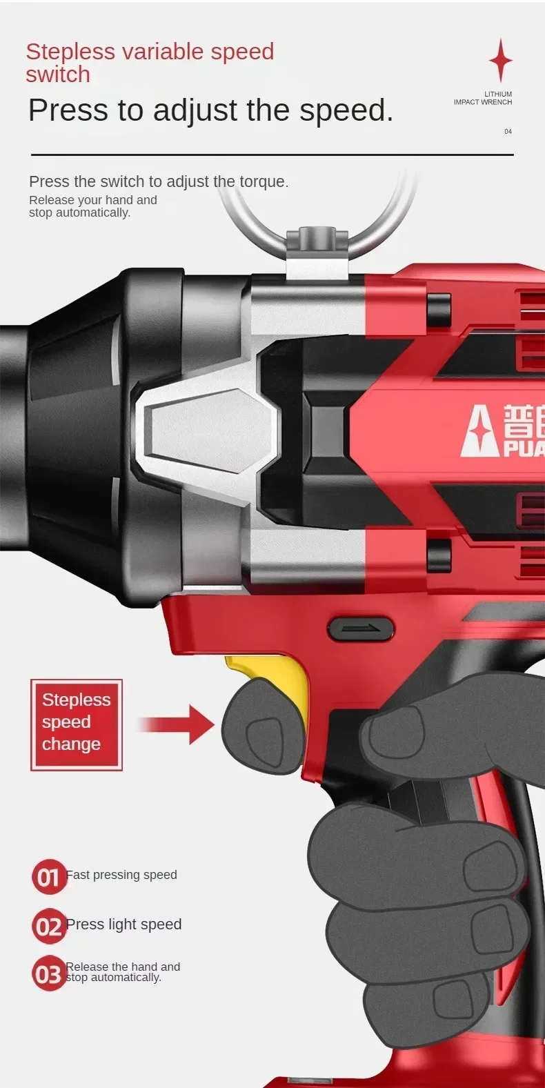 High-torque Brushless Impact Wrench for Automotive and Woodwork with Lithium-ion Battery