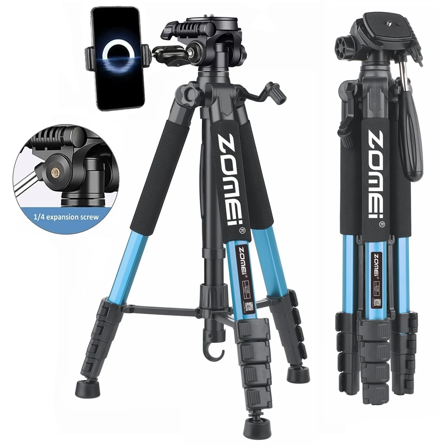 187cm/73.6in Zomei Professional Floor Tripod for Camera DSLR Canon Nikon Mobile Projector Telescope Spotlight Phone Holder Stand