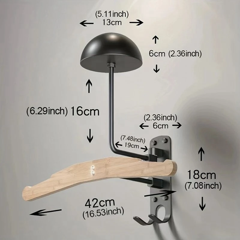 Rack para capacete de motocicleta 180 °   Suporte de armazenamento de capacete montado na parede com rotação Suporte para economia de espaço