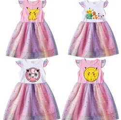 Pokemon Children's Princess Dresses Girl Birthday Clothing Girls Cartoon  Dress Summer Cute Casual Kids Clothing Party Dress