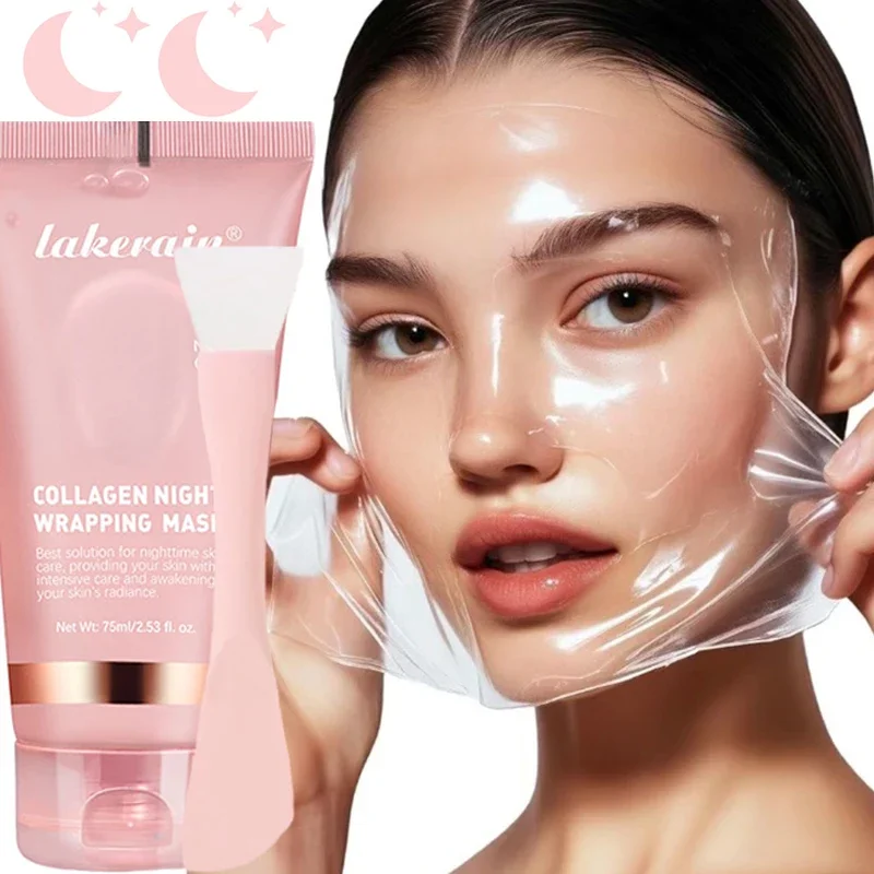 75 ミリリットルナイトコラーゲンピールオフフェイシャルマスクブラシ付き保湿美白韓国フェイスマスク深く水分補給ケアマスククリーム