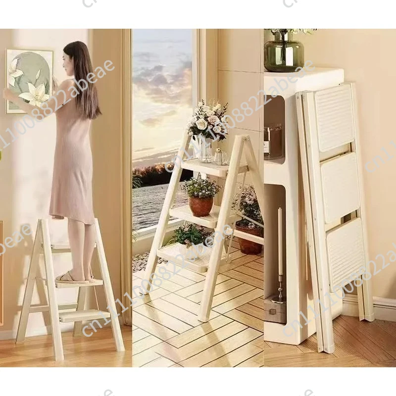 Thickened Space-saving Foldable Ladder for Home Staircase Rack Shelf Telescopic Lightweight Step Ladder Portable Folding Ladder
