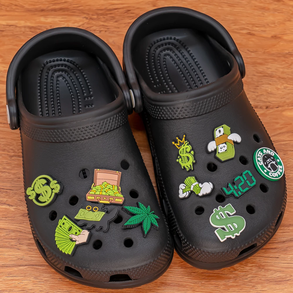 1pcs PVC Cats Charms for Clog Buckle Dollar Leaf Shoe Decorations Clips Accessories for Men Kids Favor Gifts Fit Wristband Gift image 3