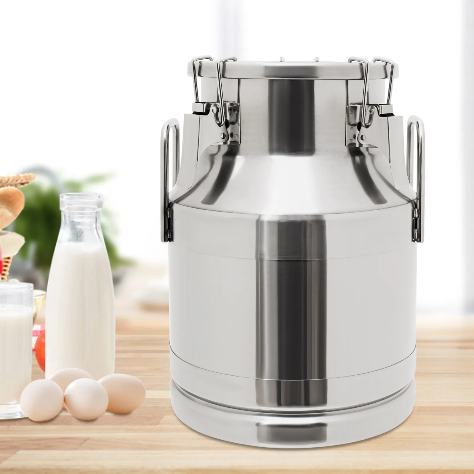 

10L Stainless Steel Milk Pail Thickened Metal Sealing Barrel Large Capacity and High Load-bearing Bucket