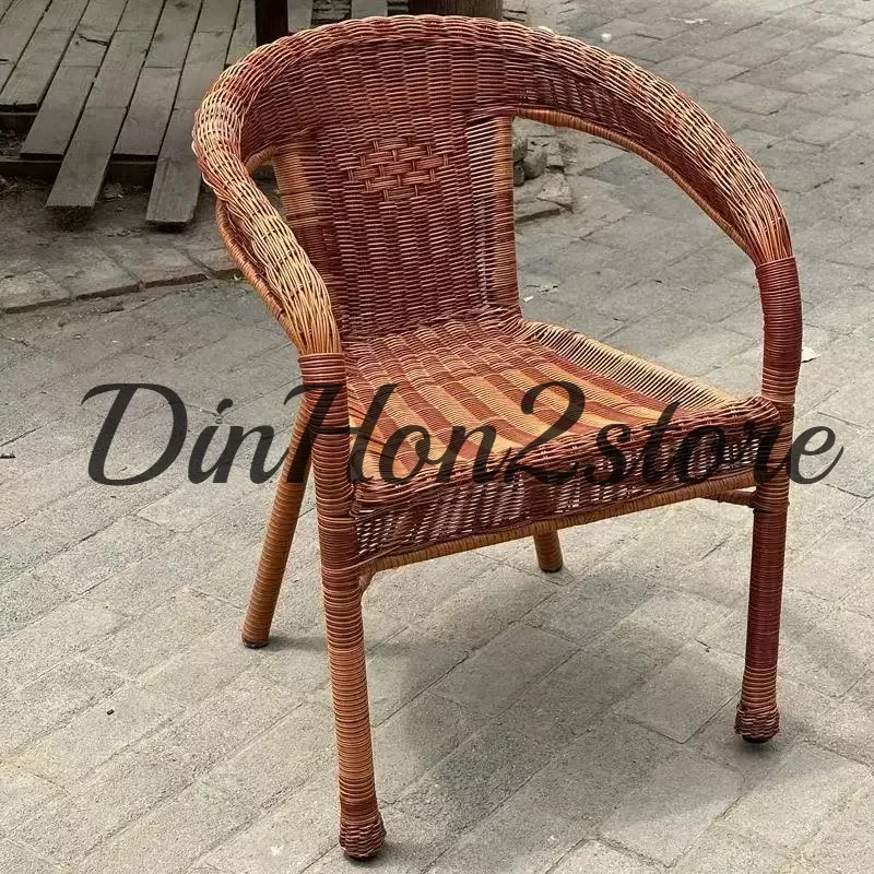 Chair rattan chair round line braided bold reinforced backrest armrest single outdoor table   elderly