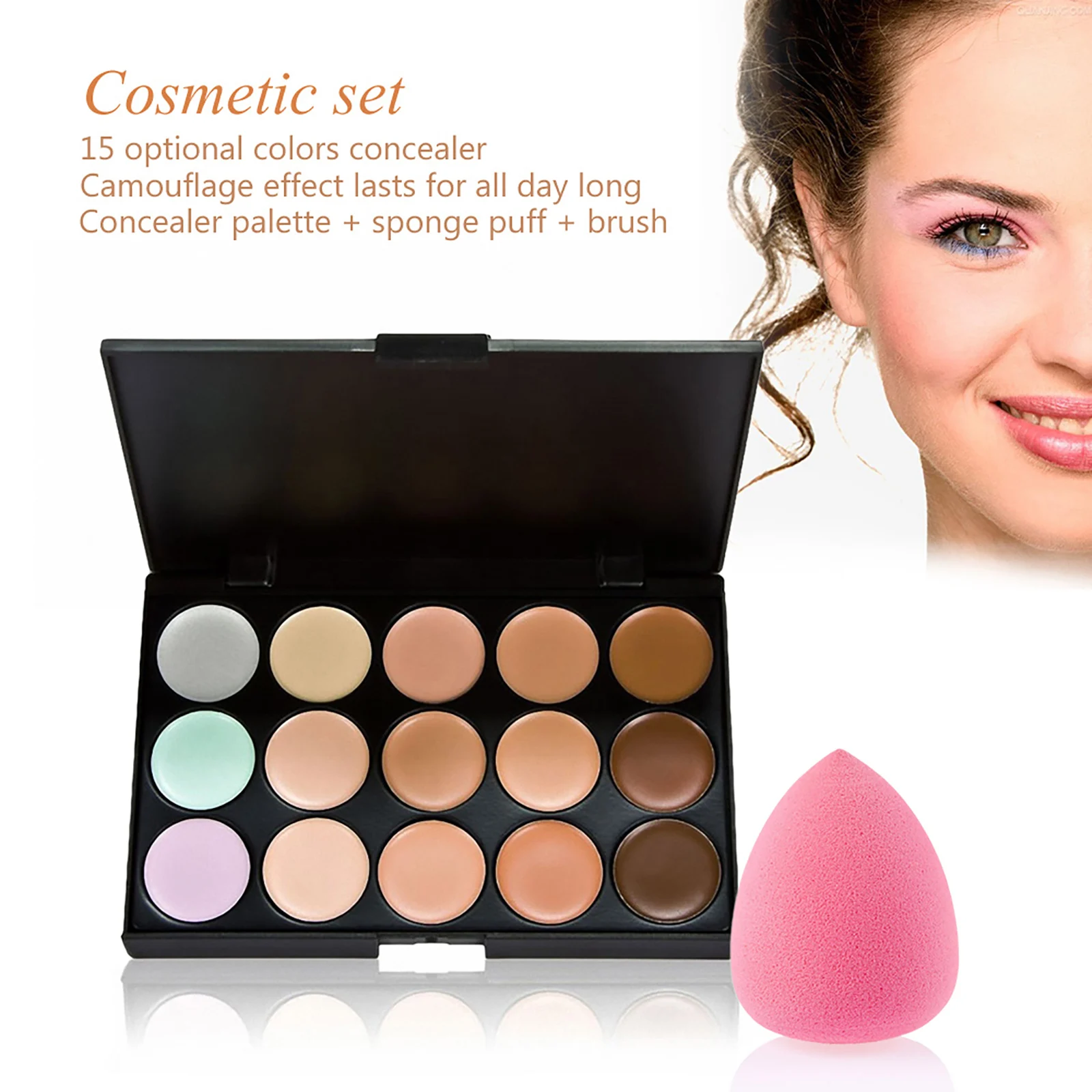 Bestauty 15 colori correttore mimetico contorno professionale ombretto crema per il viso kit fondotinta per trucco con soffio di spugna