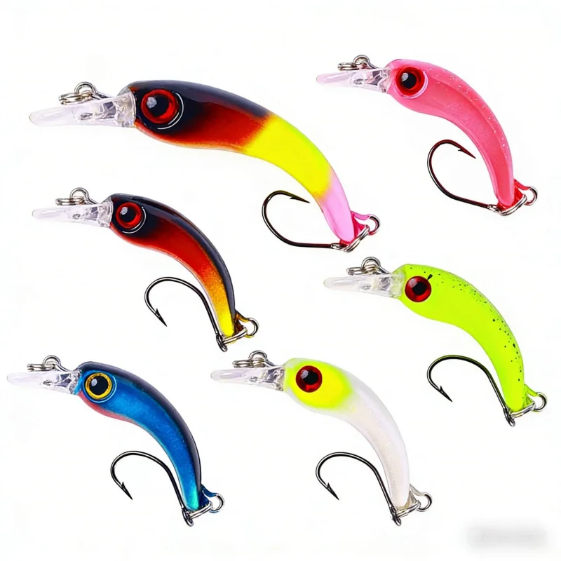 

New8PCSBow-shaped minnow4CM 1.5GSingle-hook micro-fish lure, whitebait imitation lure, ensures no empty catch