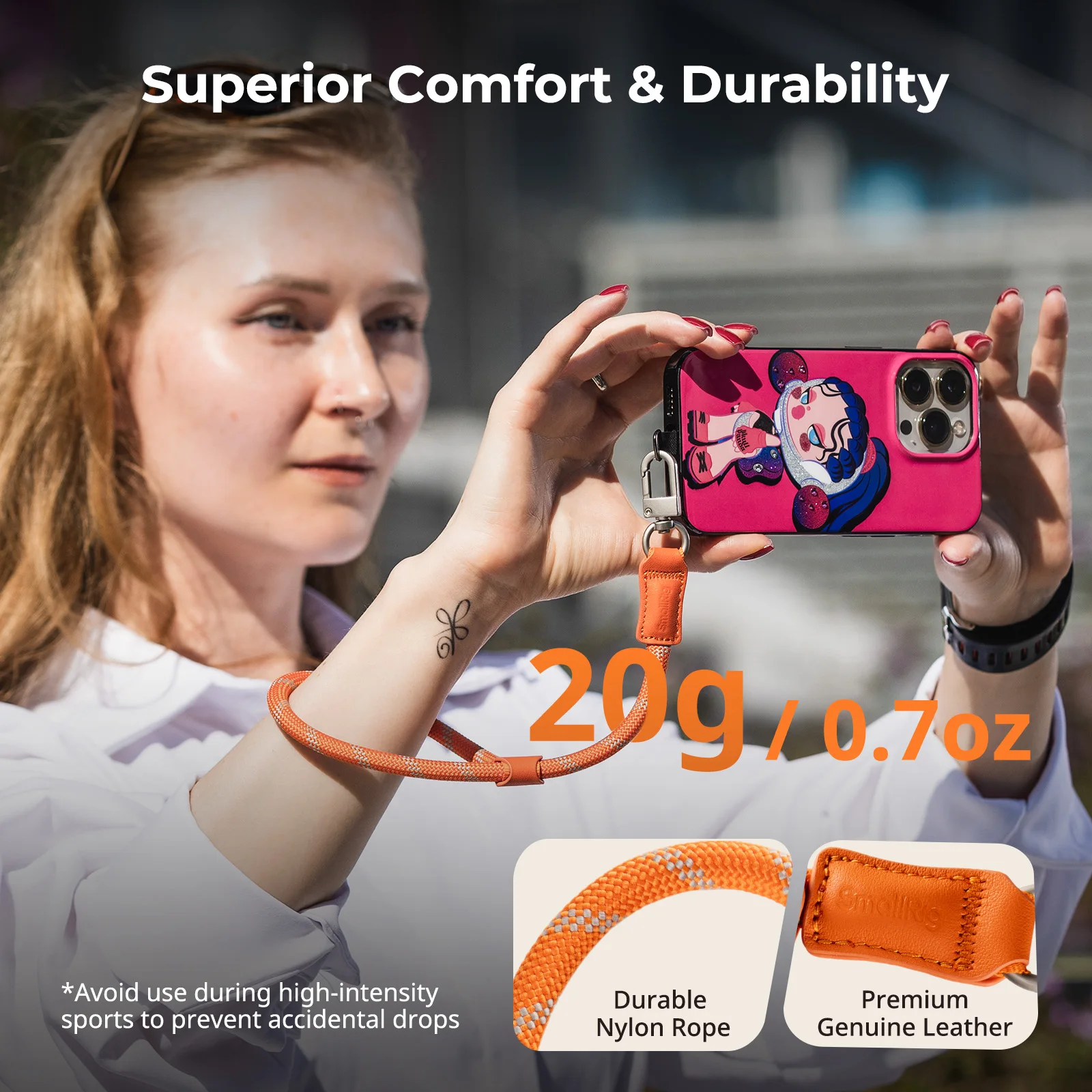 SmallRig – dragonne de téléphone réglable, dragonne en cuir et Nylon de 38cm pour iPhone, pour Samsung, étuis et étuis de téléphone