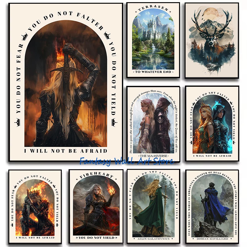 Aelin Throne of Glass Fantasy Book Art Charachers Aelin Fireheart Queen of Terrasen Poster Canvas Painting Wall Pictures Decor