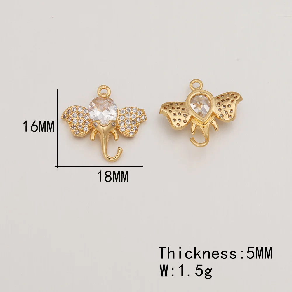 Cordial design 50 peças acessórios de joias/amuletos de cobre para colar/arco de coelho formato de elefante/feito à mão/pingente cz diy # 193708