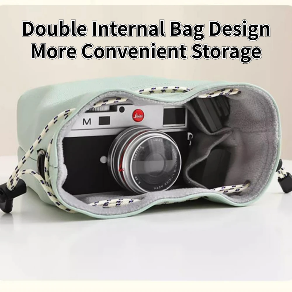 Leather Camera Bag Waterproof Digital Camera Case Lens Bag Canon Pouch Fujifilm DSLR Camera Case with Shoulder Strap Bag