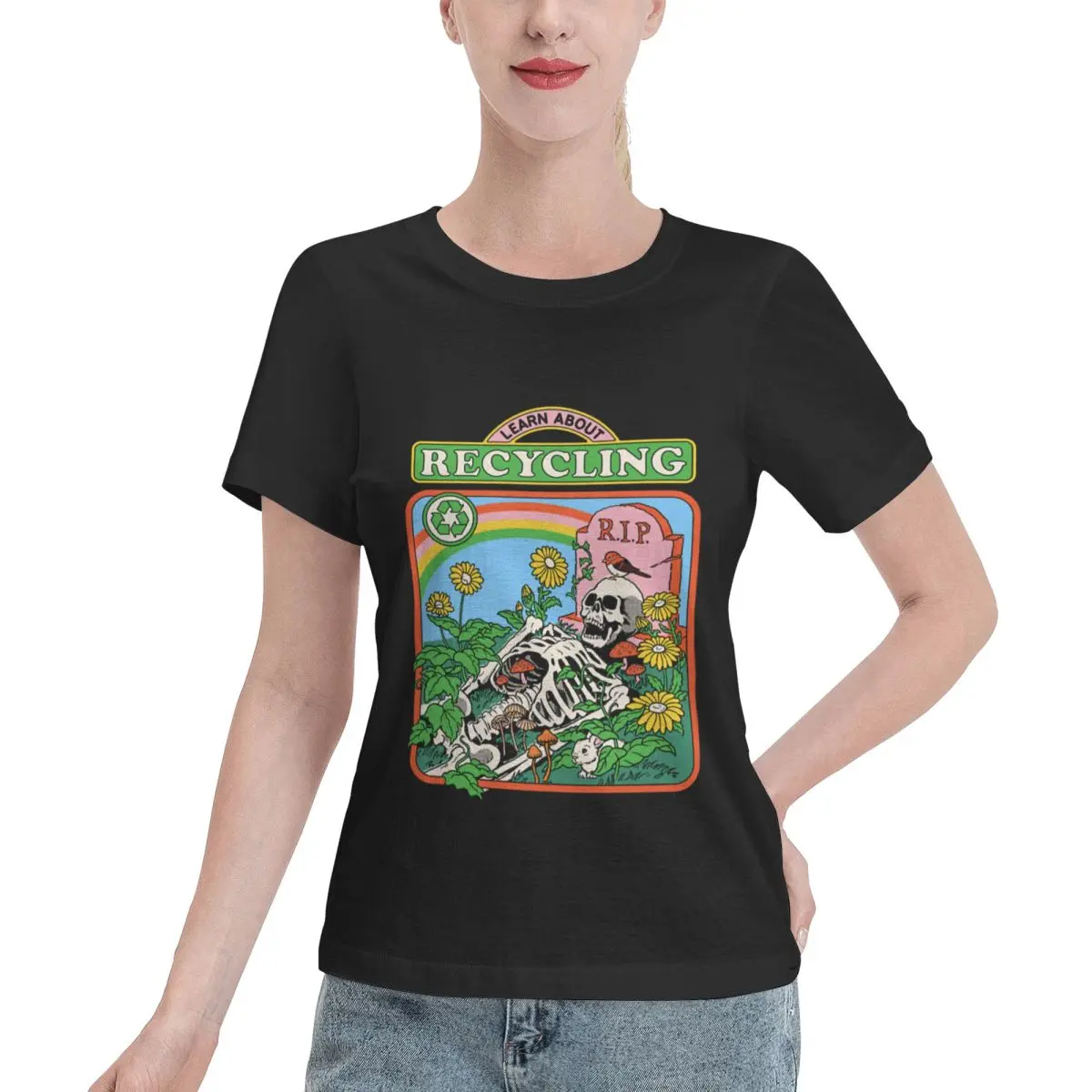 Fast Shipping Learn About Recycling Women's T-shirt Basic Women Short Sleeve Top
