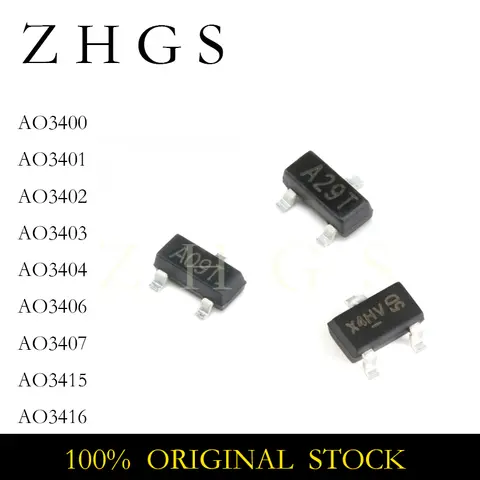 100PCS AO3400 AO3401 AO3402 AO3403 AO3404 AO3406 AO3407 AO3415 AO3416 SMD Mosfet Transistor SOT-23 Surface Mount NEW