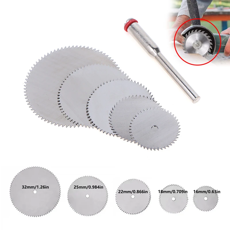 

6Pcs/set Stainless Steel Slice Metal Cutting Disc with 1 Mandre forDremel Rotary Tools 16 18 22 25 32mm Cutting Disc Hand Tools
