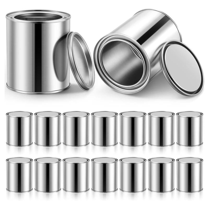 

16 Pack Unlined Can 0.84 Pint Empty Metal Paint Cans With Lids Small Paint Can Multipurpose Paint Pail