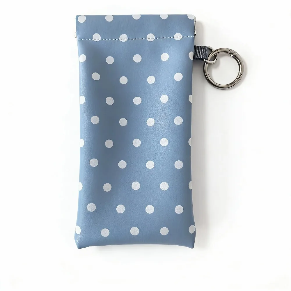 

Portable Spring Auto-close Glasses Bag with Keyring Shrapnel Snap Shut Polka Dot Glasses Case Glasses Clip Korean Style