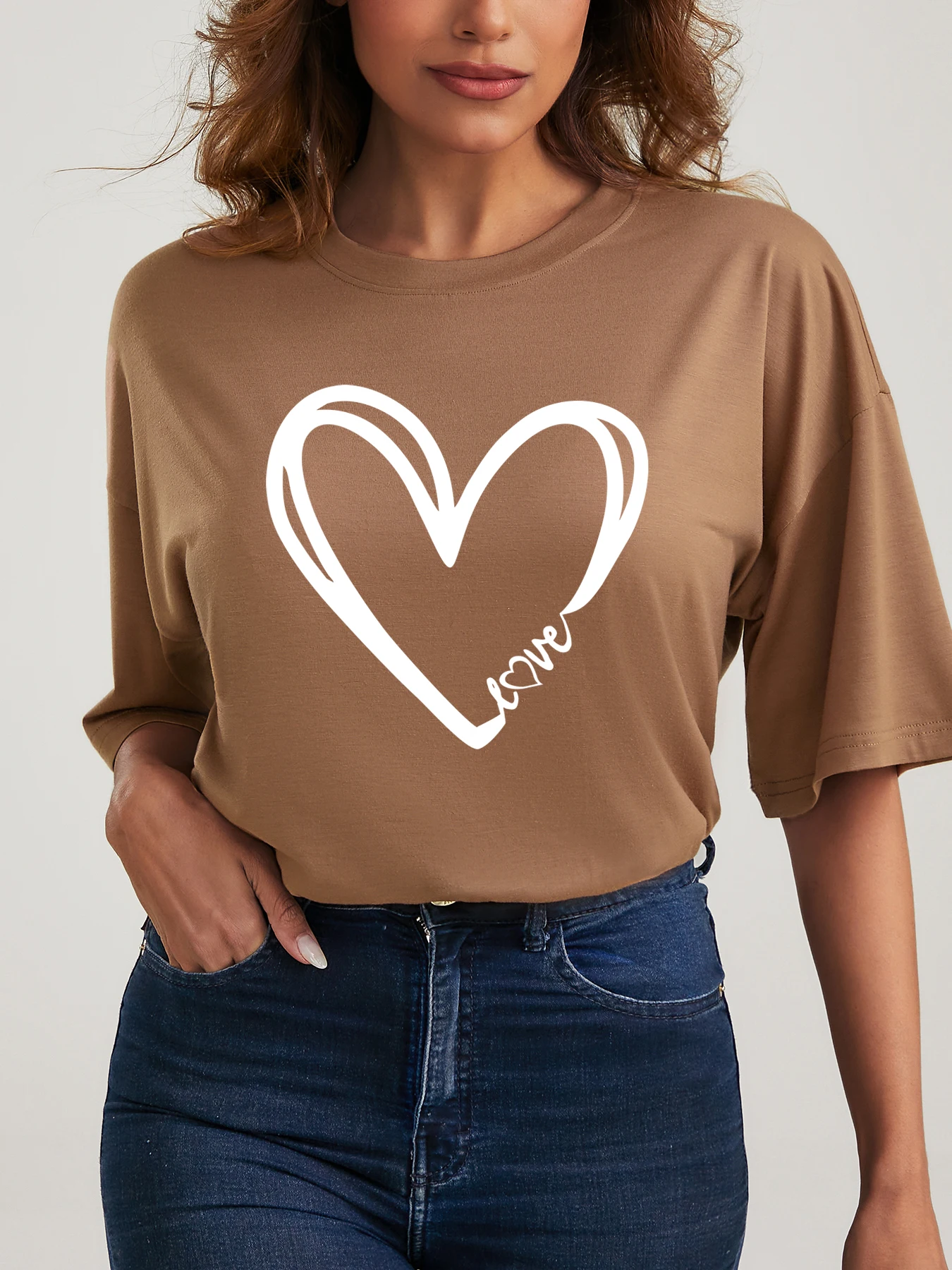 Summer Women's Plus Size T-Shirt Original Design Simple Graphics Pattern Printed Women's Casual Round Neck Short Sleeved Tops