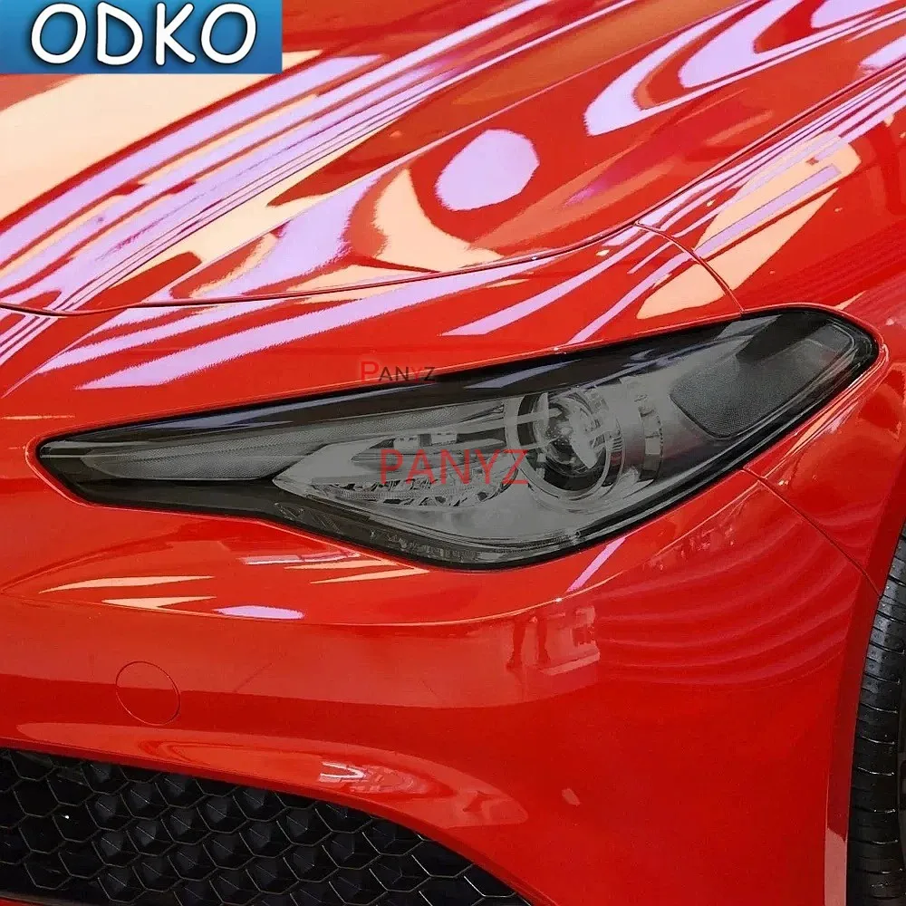 For Alfa Romeo Giulia 952 Stelvio 949 Car Headlight Protective Film Headlamp Transparent Black TPU Sticker 2 Pcs Accessories