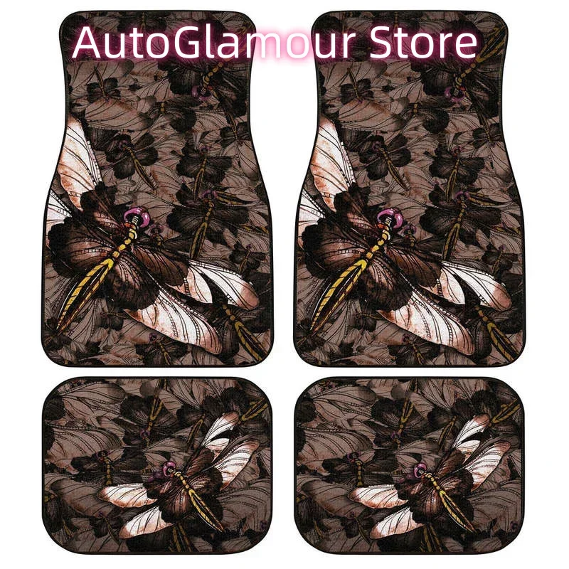 

Коричневые автомобильные коврики со стрекозой на заказ, автомобильные аксессуары, идея подарков, упаковка из 4 шт.