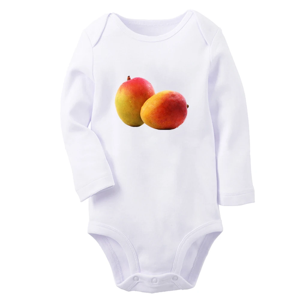 

Sweet&Sour Fruit Mango Printed Graphic Cute Baby Rompers Boys Girls Long Sleeves Bodysuit 0-12M Infant Jumpsuit Kids Clothes