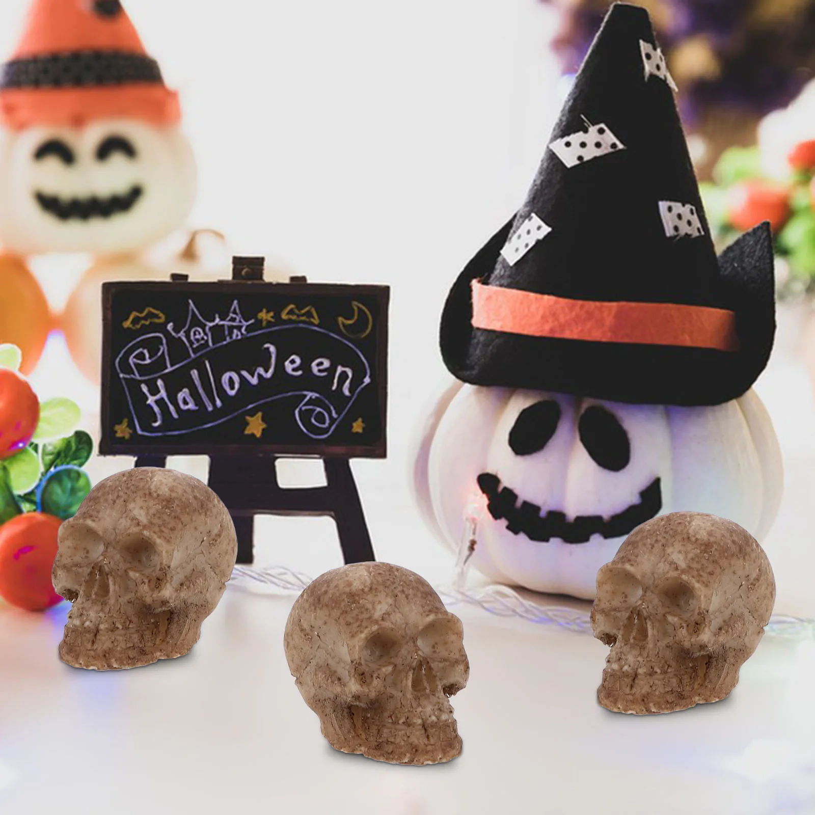 

20pcs Small Skull Head Statue Lifelike Skull Head Adornment Exquisite Skull Head Halloween Mini Resin Skull Sets Ornament Decor