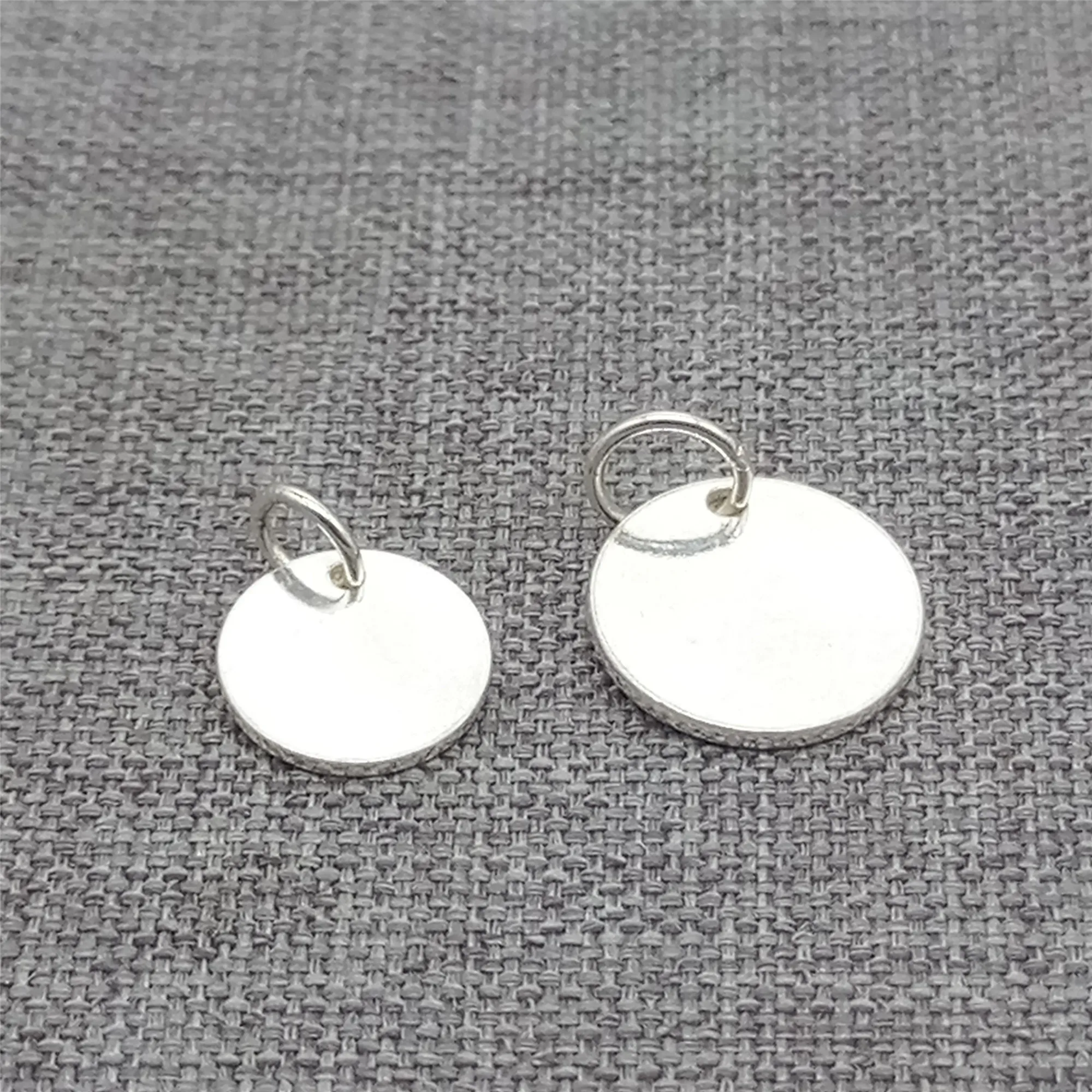 5 Pieces Round Disc Charms 6mm 8mm 10mm in 925 Sterling Silver for Bracelet and Necklace