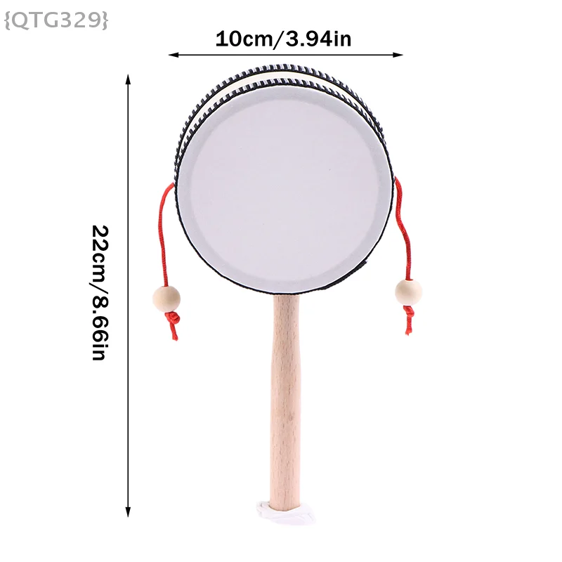 【No】Alat Musik Ritme Montessori |   Drum Kayu Portabel 4 inci dengan Lonceng untuk Pengembangan Musik Anak Usia Dini