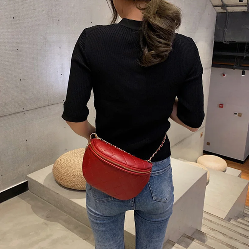 Designer Rhombus Chest Bag fashion Leather Embroidery Waist Bag Women Fanny Pack Luxury Chest Pack Female shoulder Crossbody Bag