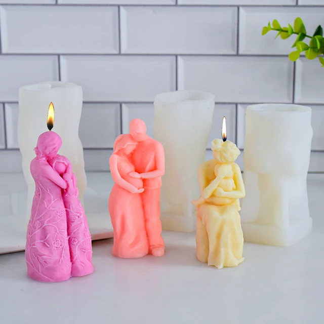 Świetne silikonowe formy do świec DIY Aromath Plaster Ornament Rodzina Mama i córka Świeca zapachowa Prezent na Dzień Matki