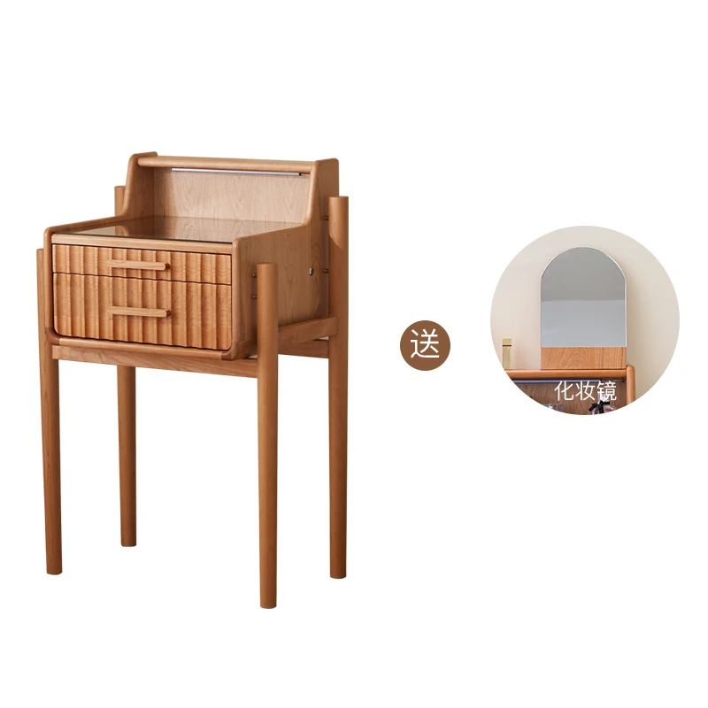 

YY Cherrywood Nordic and Japanese Style Makeup Table Black Walnut Minimalist Narrow Bedroom