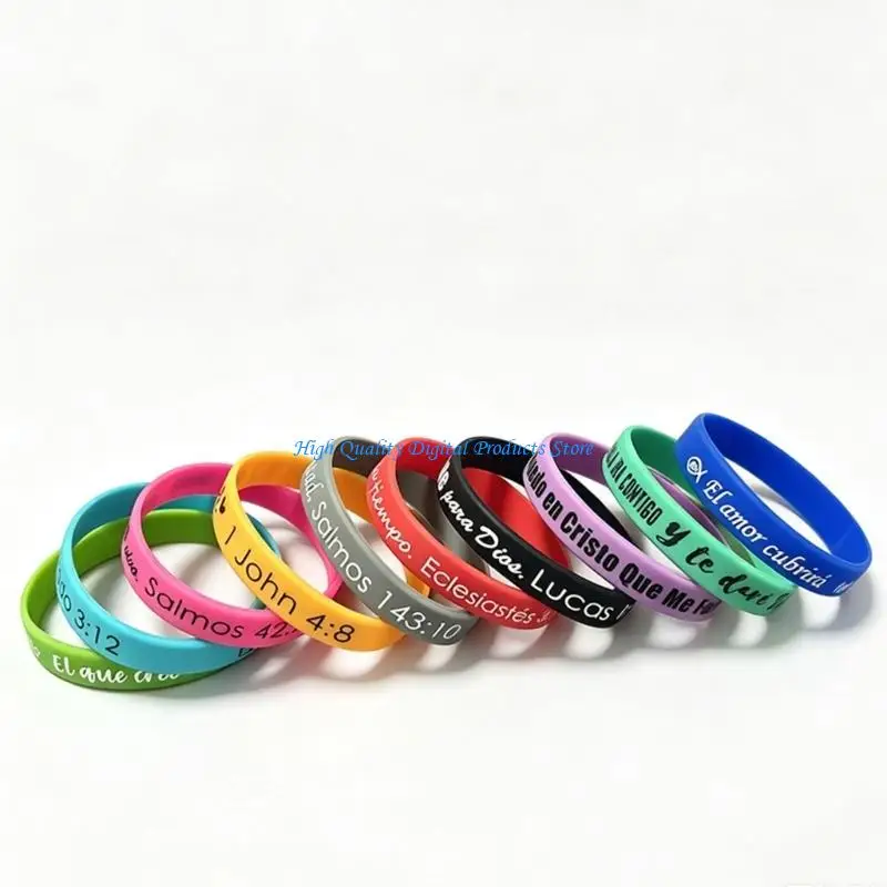 U2JE Assorted Color Bracelet Set, 20 Piece Phrase Wristbands with Soft Stackable Design for School Functions, Team Use and Daily