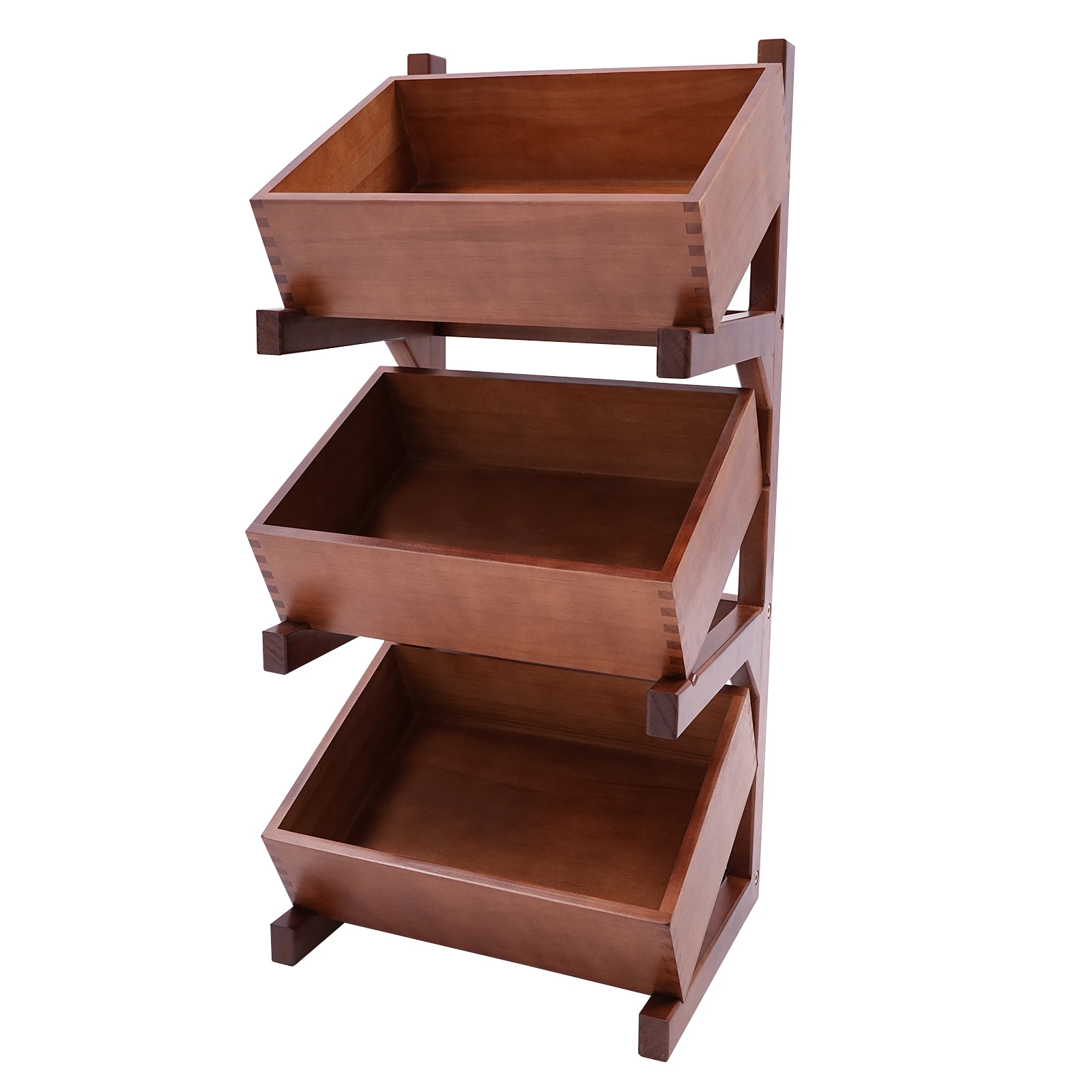 3 Tiers Wood Storage Rack Safe and Stable for Storing Fruits, Books, Vegetables, Snacks