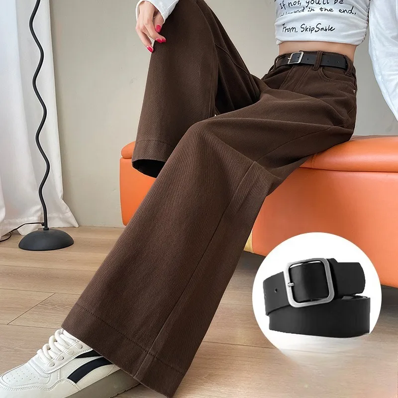 

Extended Section Straight-leg Velvet Jeans Women's Fall and Winter New Spice Girl Slim Loose Drape Wide-leg Pants Age Reduction