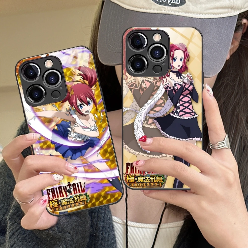 Anime Fairy Tail Mobile Cell Phone Case for iPhone 15 14 13 12 11 X XR XS 8 Pro Max Plus Mini PC Glass Phone Cover Shell