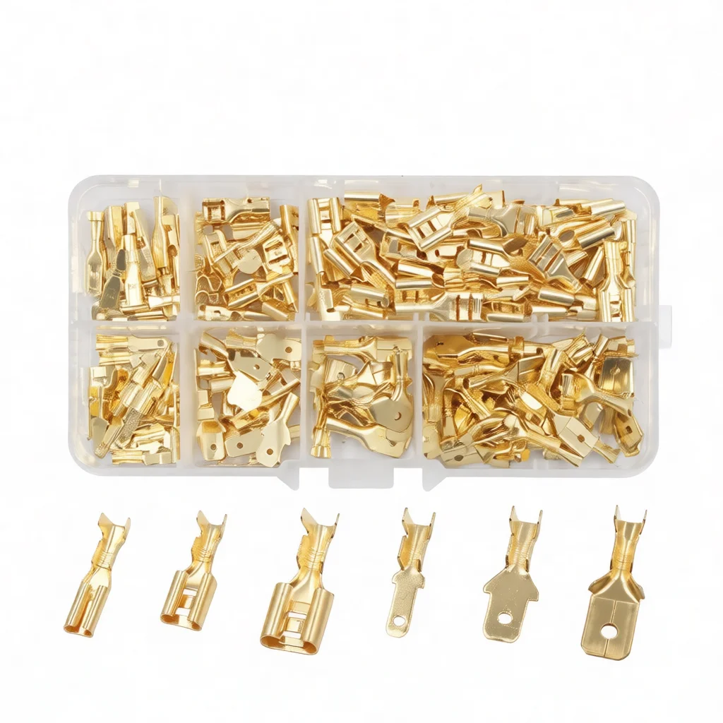 Spade Plug Socket Connector Assortment Cold Press Electrical Terminal Hardware Kit Wire Joining Industrial Supplies