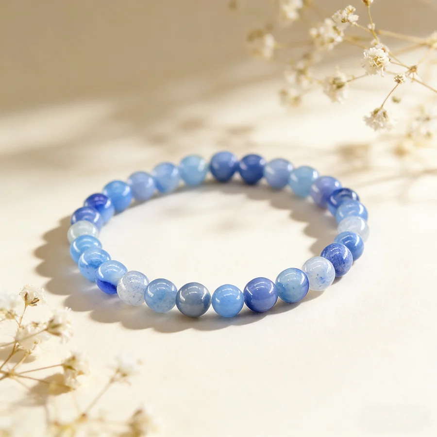 Bracelet en Aventurine Bleue Naturelle 6mm pour Femme et Homme, Bijou Énergétique et Protecteur, Accessoire de Bijouterie Série Océan
