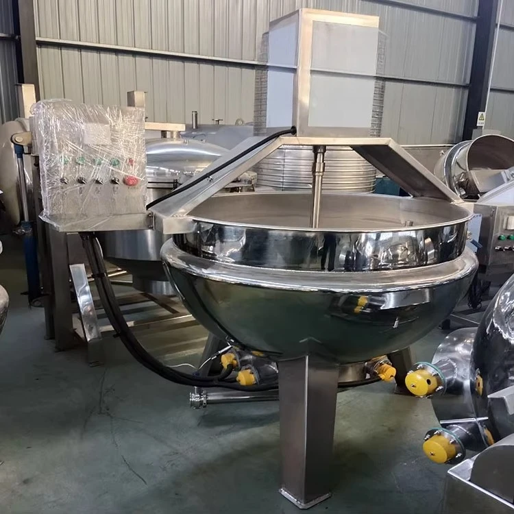 Electric Heating Conduct Oil Tilting Type Chili Sauce Ketchup Food Cooking Machine Jacketed Kettle  With Bottom Scrapping Mixer