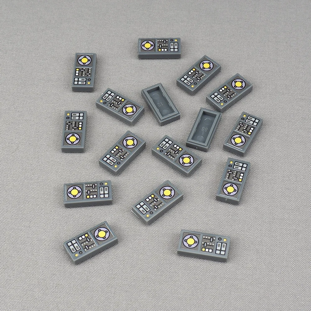 MOC 10PCS Printed 3069pb0847 1x2 Slider Button Pattern Building Blocks 3069 Printing Mecha Plate Board Bricks Particle Toys Gift